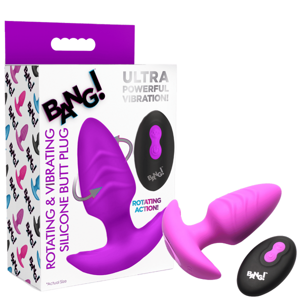 Rotating & Vibrating Silicone Butt Plug w/ Remote